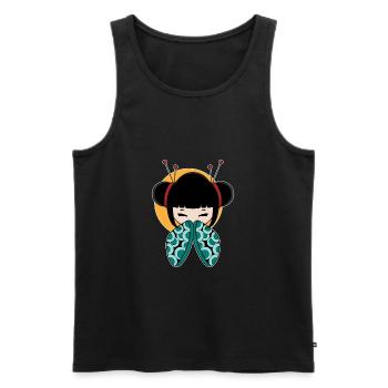Jolie geisha japonaise avec thé essentiel de bijoux - Débardeur bio Premium Homme - noir - Devant - AI Model Male 178 light (178cm)