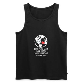 Journée des droits de l'homme Humanité Paix Liberté - Débardeur bio Premium Homme - noir - Devant - AI Model Male 178 light (178cm)