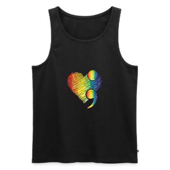 Herz-Semikolon - Suizid-Bewusstseinsprävention - - Männer Premium Bio Tank Top - Schwarz - Vorne - AI Model Male 178 light (178cm)