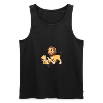 Grand frère Leo - Débardeur bio Premium Homme - noir - Devant - Michal (187cm)