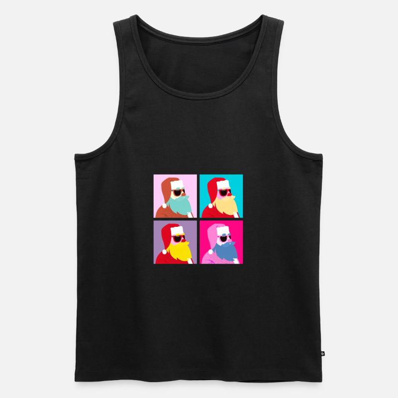 Pop-Art - Weihnachtsmann mit Sonnenbrille - Männer Premium Bio Tank Top - Schwarz