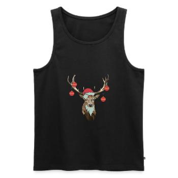 Chemise de Noël cerf meilleur cadeau fan de cerf - Débardeur bio Premium Homme - noir - Devant - AI Model Male 178 light (178cm)