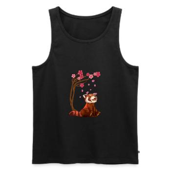 Red Panda Bear & Cherry Blossom Art - Men's Premium Organic Tank Top - black - Front - Michal (187cm)