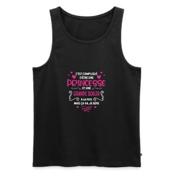 Une Princesse Et Une Grande Soeur cadeau - Débardeur bio Premium Homme - noir - Devant - AI Model Male 178 light (178cm)