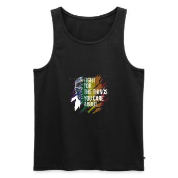 Ruth Bader Ginsburg with rainbow flag - Men's Premium Organic Tank Top - black - Front - Michal (187cm)