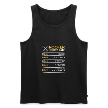 Tarif horaire de couvreur - Cadeau drôle de couvreur - Débardeur bio Premium Homme - noir - Devant - Michal (187cm)