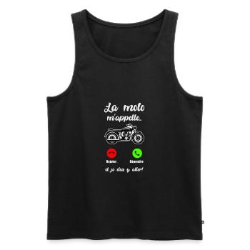 La Moto M appelle Et Je Dois Y Aller Téléphone - Débardeur bio Premium Homme - noir - Devant - Michal (187cm)
