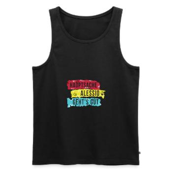 LUSTIGER SPRUCH - HAUPTSACHE ALESSIO GEHT´S GUT - Männer Premium Bio Tank Top - Schwarz - Vorne - AI Model Male 178 light (178cm)
