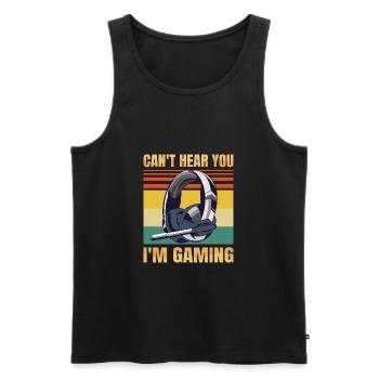 Funny Gamer Headset Can't Hear You I'm Gaming - Männer Premium Bio Tank Top - Schwarz - Vorne - Michal (187cm)