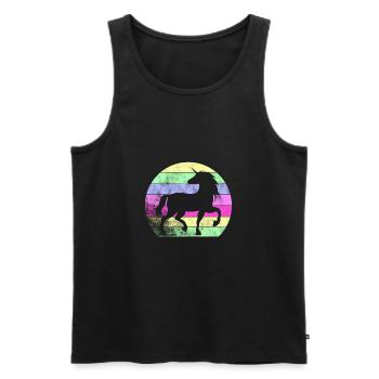 Retro unicorn mythical creature rainbow - Men's Premium Organic Tank Top - black - Front - Michal (187cm)