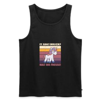 Ey Ganz Ehrlich Halt Die Fresse Einhorn Büro - Männer Premium Bio Tank Top - Schwarz - Vorne - Michal (187cm)