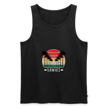 Palmiers Rétro Vintage Hawaii - Débardeur bio Premium Homme - noir - Devant - Michal (187cm)