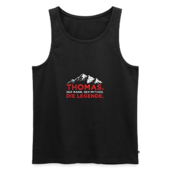 Thomas Mann Mythos Legende - Männer Premium Bio Tank Top - Schwarz - Vorne - Michal (187cm)