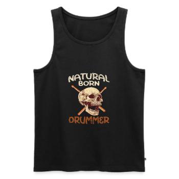 Natural Born Drummer Drums... Drummer - Männer Premium Bio Tank Top - Schwarz - Vorne - Michal (187cm)