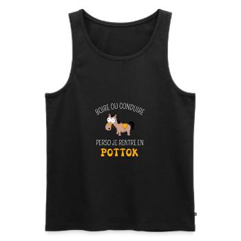 Humour Alcool Pays Basque Boire ou Conduire Drôle - Débardeur bio Premium Homme - noir - Devant - Michal (187cm)