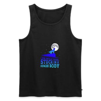 Wolf Wolves Wolf Pack Leader Wolf Werewolf - Men's Premium Organic Tank Top - black - Front - AI Model Male 178 light (178cm)