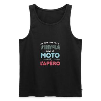 Je Suis Une Fille Simple J aime La Moto Et L apéro - Débardeur bio Premium Homme - noir - Devant - Michal (187cm)