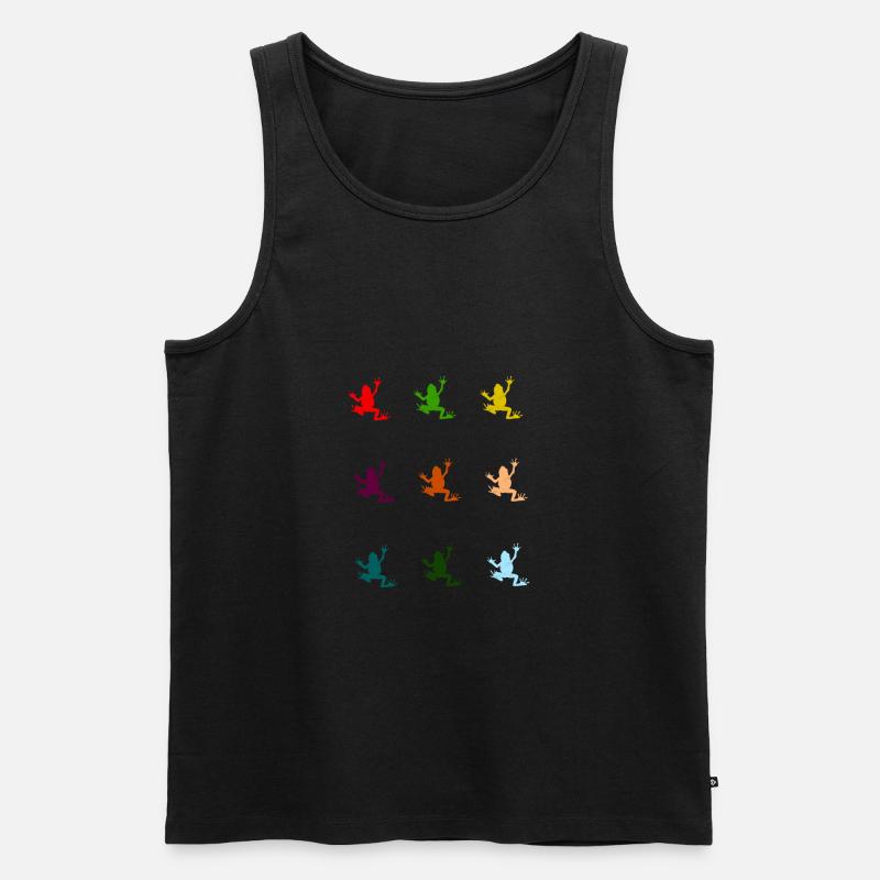 Frosch Bunt Farbenfroh - Männer Premium Bio Tank Top - Schwarz