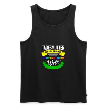 Tagesmutter Geschenk Kunterbunte Welt Tagesmutti - Männer Premium Bio Tank Top - Schwarz - Vorne - Michal (187cm)