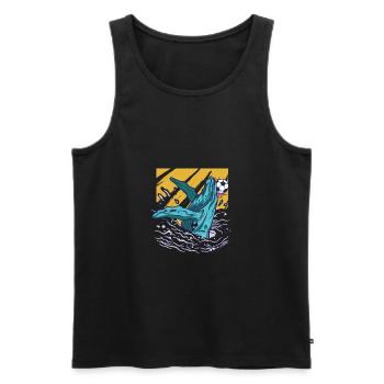 Whale plays soccer - Men's Premium Organic Tank Top - black - Front - Michal (187cm)
