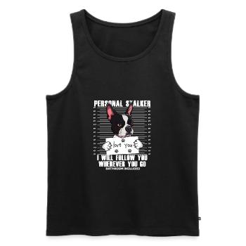 Dessin animé drôle d'amant de chien de Boston Terrier - Débardeur bio Premium Homme - noir - Devant - Michal (187cm)