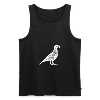 Caille oiseau cadeau pose caille éleveur de caille - Débardeur bio Premium Homme - noir - Devant - AI Model Male 178 light (178cm)