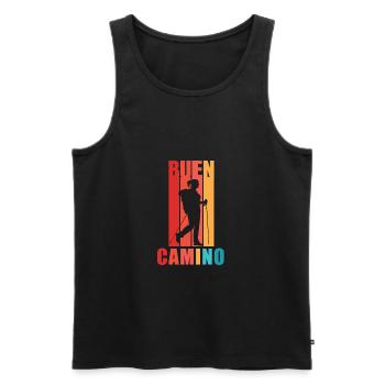 Buen Camino Woman Of Way of St. James Pilgrim Spain - Men's Premium Organic Tank Top - black - Front - AI Model Male 178 light (178cm)