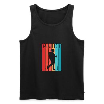 Jakobsweg Motiv Frau Pilgerin & Wanderin Camino - Männer Premium Bio Tank Top - Schwarz - Vorne - AI Model Male 178 light (178cm)