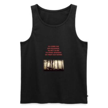 Ich komme aus dem Erzgebirge. Sei nett zu mir! - Männer Premium Bio Tank Top - Schwarz - Vorne - Michal (187cm)