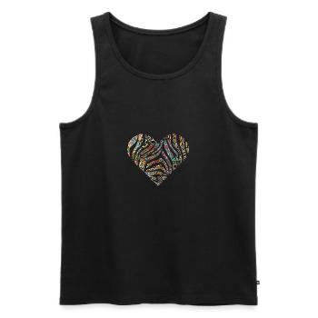 African Pattern Love Heart Animal Print - Men's Premium Organic Tank Top - black - Front - AI Model Male 178 light (178cm)