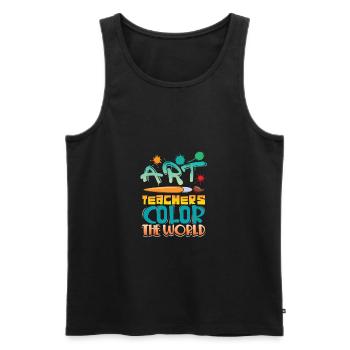 Art teachers lend the world color - Men's Premium Organic Tank Top - black - Front - AI Model Male 178 light (178cm)