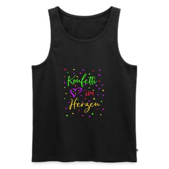 Karneval Fasching Konfetti im Herzen - Männer Premium Bio Tank Top - Schwarz - Vorne - AI Model Male 178 light (178cm)