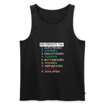 Der perfekte Tag Zocken Gamer Gaming - Männer Premium Bio Tank Top - Schwarz - Vorne - Michal (187cm)