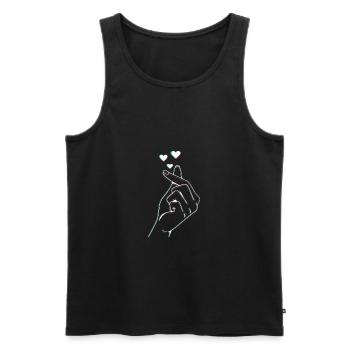 K-POP Finger Heart I Love You... K-Pop - Männer Premium Bio Tank Top - Schwarz - Vorne - Michal (187cm)