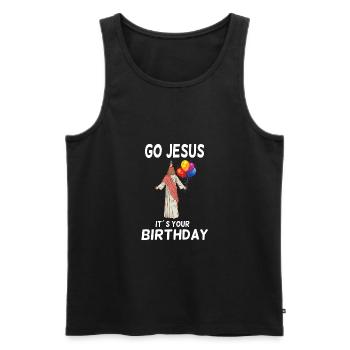 Go Jesus Its your Birthday Noël Jésus - Débardeur bio Premium Homme - noir - Devant - Michal (187cm)