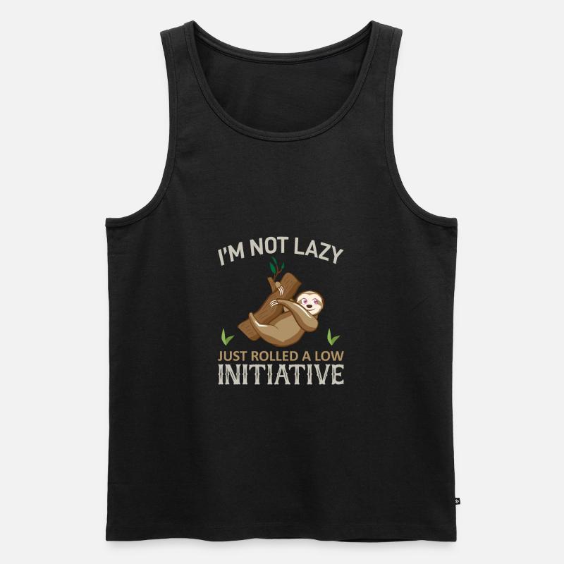 Faultier Sloth witziger Spruch - Männer Premium Bio Tank Top - Schwarz