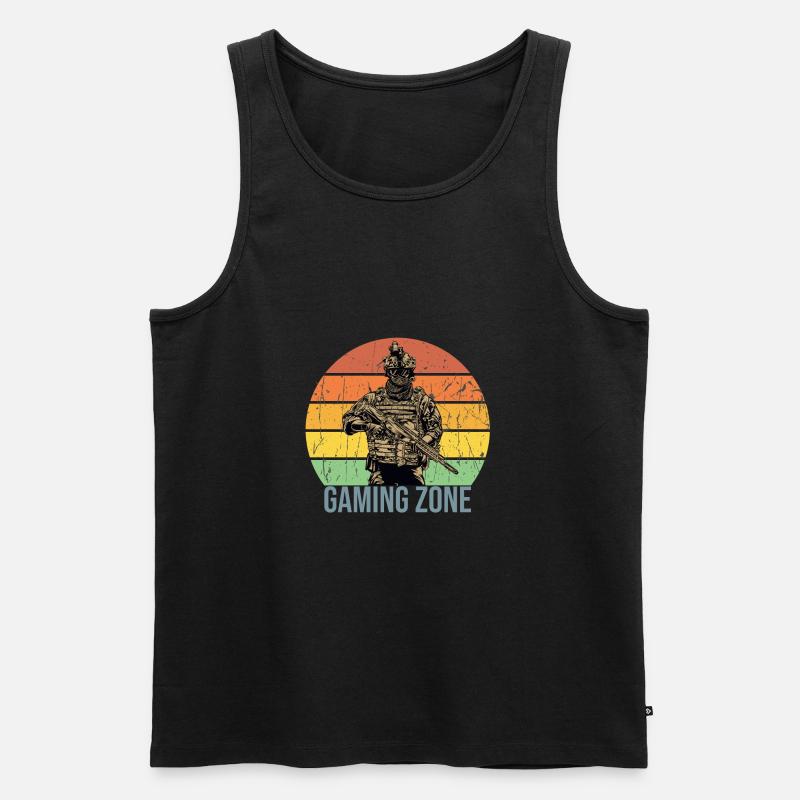 Lustiger Spruch Gaming Zone Bereich - Männer Premium Bio Tank Top - Schwarz