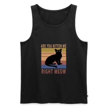 Funny Are You Kitten Me Right Meow Vintage Cat Jok - Débardeur bio Premium Homme - noir - Devant - Michal (187cm)