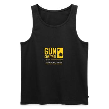 Mens Gun Control Definition Funny Gun Saying - Débardeur bio Premium Homme - noir - Devant - AI Model Male 178 light (178cm)
