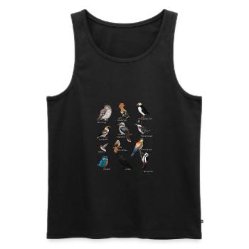 Oiseaux colorés Dessin Ornithologe Ornithologe - Débardeur bio Premium Homme - noir - Devant - Michal (187cm)