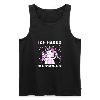 Ich Hasse Menschen Einhörner Mittelfinger Lustiges - Männer Premium Bio Tank Top - Schwarz - Vorne - AI Model Male 178 light (178cm)