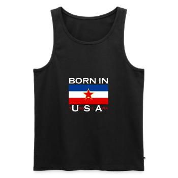 Born en Yugoslavia - Drôle de Yougoslavie Balkans - Débardeur bio Premium Homme - noir - Devant - AI Model Male 178 light (178cm)