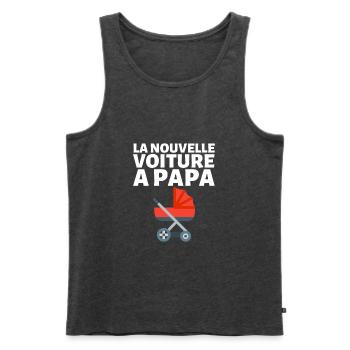 La Nouvelle Voiture De Papa Humour Futur Papa - Débardeur bio Premium Homme - anthracite chiné - Devant - AI Model Male 178 light (178cm)