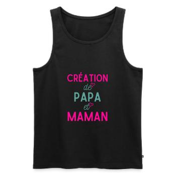 CRÉATION DE PAPA ET MAMAN idée cadeau - Débardeur bio Premium Homme - noir - Devant - Michal (187cm)