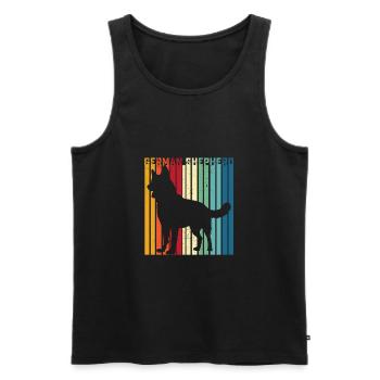 Deutscher Schäferhund Shirt Retro Deutscher Schäferhund T Shir - Männer Premium Bio Tank Top - Schwarz - Vorne - Michal (187cm)