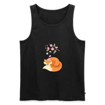 Japanese Cherry Blossom Flower Vintage Fox - Männer Premium Bio Tank Top - Schwarz - Vorne - AI Model Male 178 light (178cm)