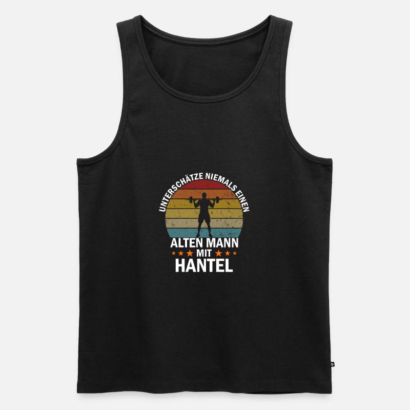 Hantel Bodybuilder - Männer Premium Bio Tank Top - Schwarz