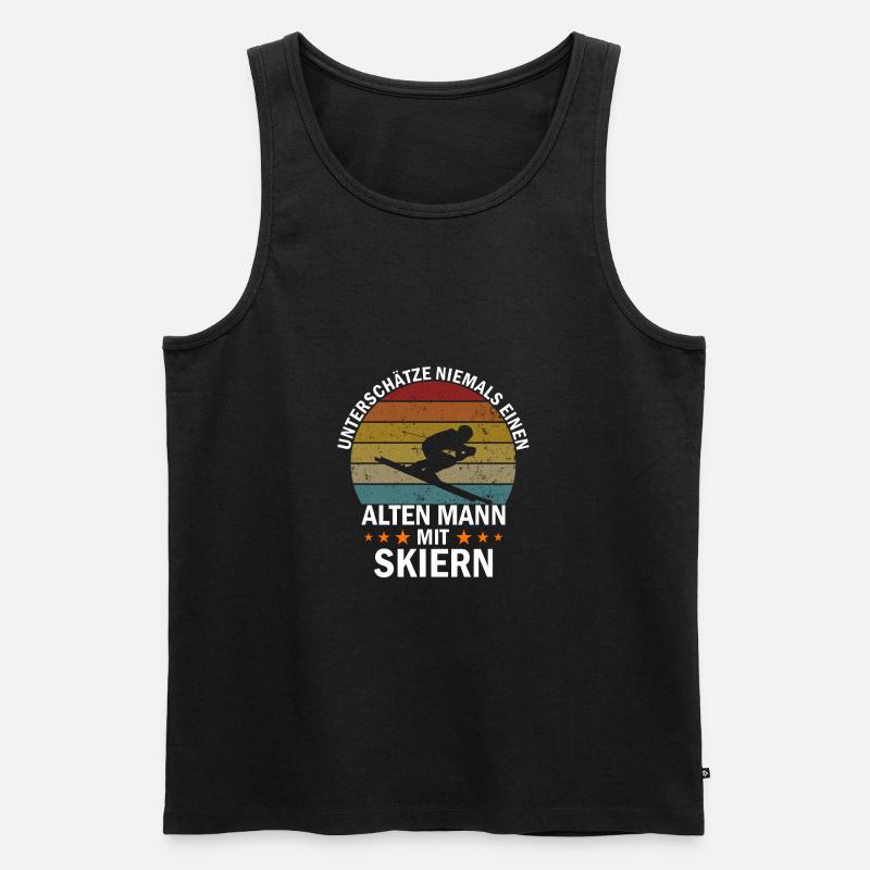 Mann mit Skiern - Männer Premium Bio Tank Top - Schwarz