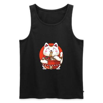 Ramen Maneki Neko Cat - Men's Premium Organic Tank Top - black - Front - Michal (187cm)