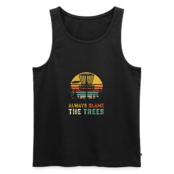 Disc Golf T Shirt Retro Always Blame The Trees Tsh - Men's Premium Organic Tank Top - black - Front - Michal (187cm)